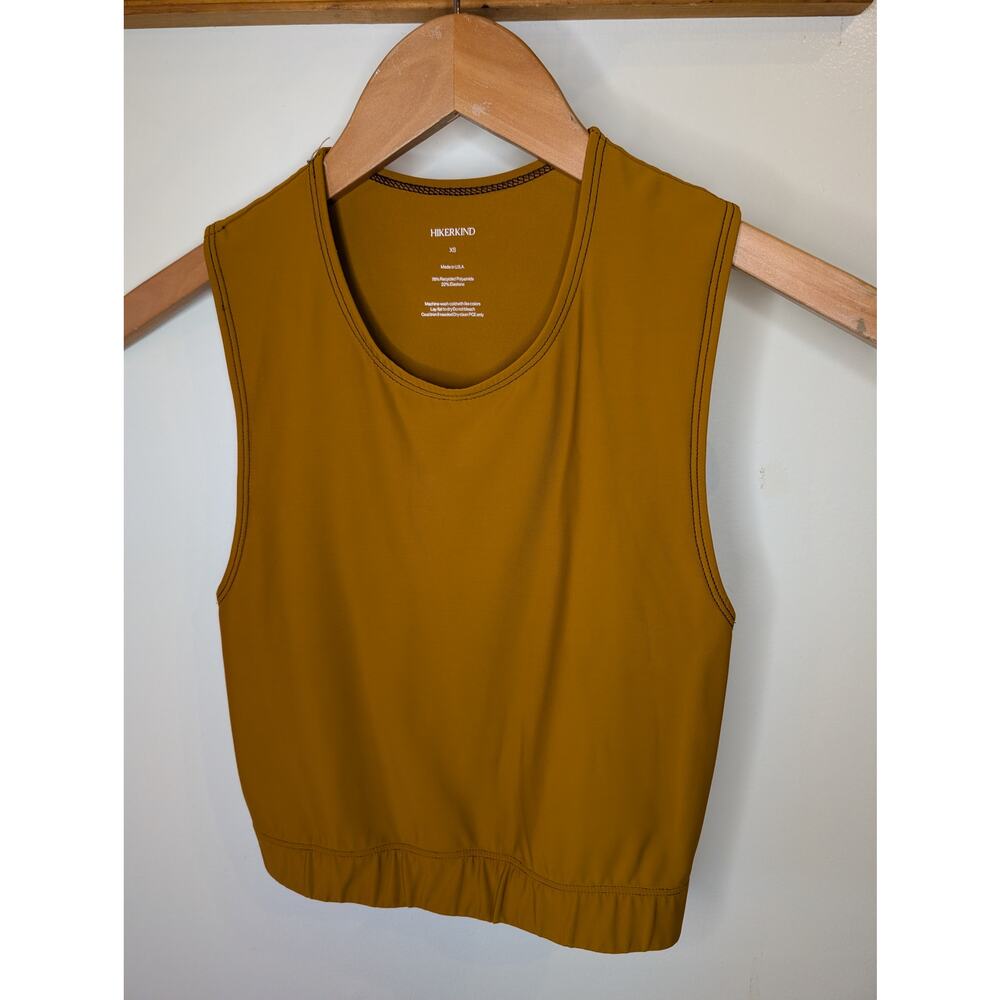 Hikerkind Mustard Gold Recycled Crop Active Tank Sleeveless Made in USA XS